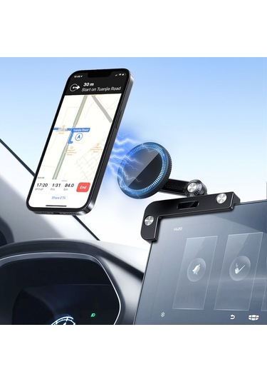 Tesla Model 3 / Y Araba Manyetik Telefon Tutucu Dönebilen Araç Navigasyon Dağı, Stil: Yuvarlak