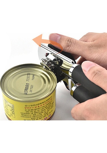 Monyee 3-ün-1 Paslanmaz Çelik Konserve Açıcı: Şişe Açıcı, Ergonomik Kolu Ve Anti Kayma Kelebeği - Siyah-gümüş Diğer