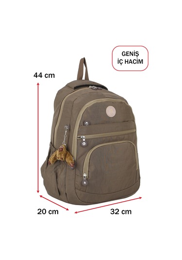 Dada Okul Sırt Çantası Kahverengi Ortaokul Lise Geniş İç Hacim Ortopedik Su Geçirmez Kumaş Kahverengi