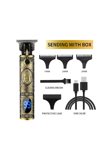 T9 Elektrikli Saç Kesme Makinesi Elektrikli Pusula Elektrikli Pusula Lcd Altın Buda Kafası