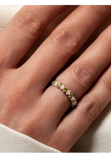 Lapshov Gümüş Zirkon Taşlı Yürüyüş Yolu Yüzüğü 292793981 Yeşil