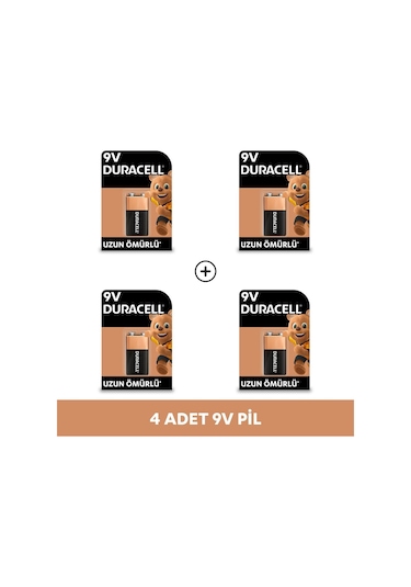 Duracell 6LR61/MN1604 Alkalin 9V Pil 4'lü
