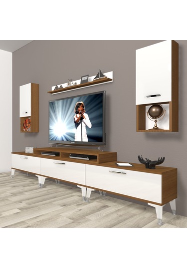 Decoraktiv Ekoflex 270da Slm Silver Tv Ünitesi Tv Sehpası Ceviz - Beyaz