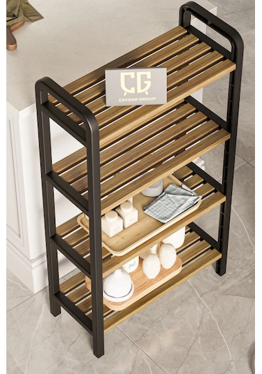 4 Katlı Ahşap Çubuklu Mutfak Düzenleyici,50cm Mutfak Rafı