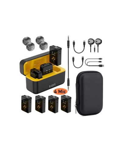Sx13 4 Mikrofonlu Iphone Ve Type-c Uyumlu Kablosuz Yaka Mikrofonu