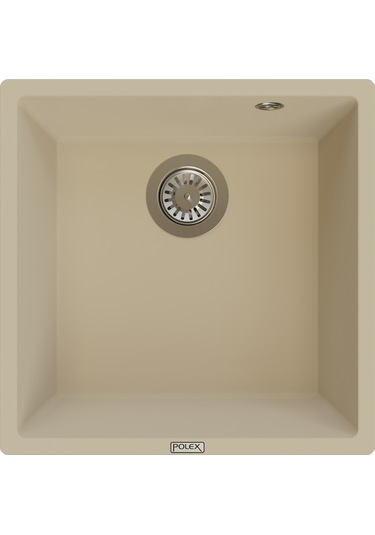 Polex Cristalüx Granit Evye P-X40 Bej Tezgah Altı Ve Tezgah Üstü Kare Mutfak Evyesi 53.8x44 CM