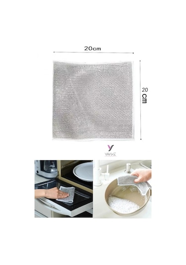 Yayke Çok Amaçlı Tel Bez Mikrofiber Inox Bez Telli Bulaşık Bezi 20 x 20 CM