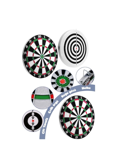 15 İnç Çift Taraflı Dart Tahtası Seti 6 Çelik Oklu Dart Hedef Tahtası Oyunu Takımı Dart Seti 517