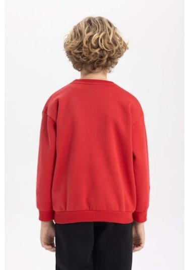 DeFacto Erkek Çocuk Bisiklet Yaka Baskılı Sweatshirt B7822A8NSBR66 Bordo