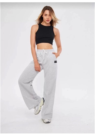 İki İplik Bol Paça Eşofman Pantalon - Gri Gri