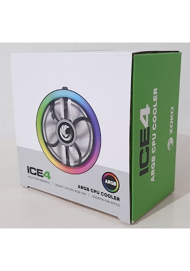 Zoko Ice-4 Intel/Amd 12Cm Auto Rainbow İşlemci Fanı