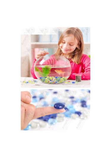 Dekoratif Renkli Düz Cam Taşlar 40 Lı 1 Paket El Sanatları Vazo Doldusu Akvaryum Süsü Değerli Cam Taşları