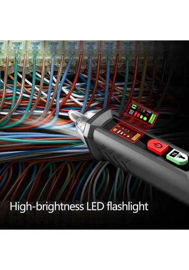 Samdoo "kablosuz Voltaj Test Kalemi - 12v-1000v Ac Algılama, Sesli-ışıklı Uyarı, Kırık Nokta Tespiti, El Fenerli"