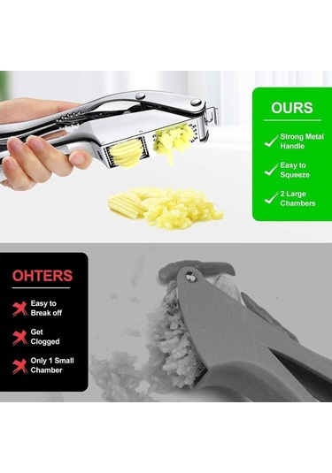 Pazly Şık 2'li Sarımsak Pres-2'i Paslanmaz Çelik Kırıcı Dilimleyici, Eve Taşınma Hediyesi, Çok Renkli Çok Renkli