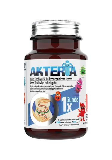 Akteria 23 Farklı Probiyotik Mikroorganizma İçeren Takviye Edici Gıda 30 Enterik Kapsül