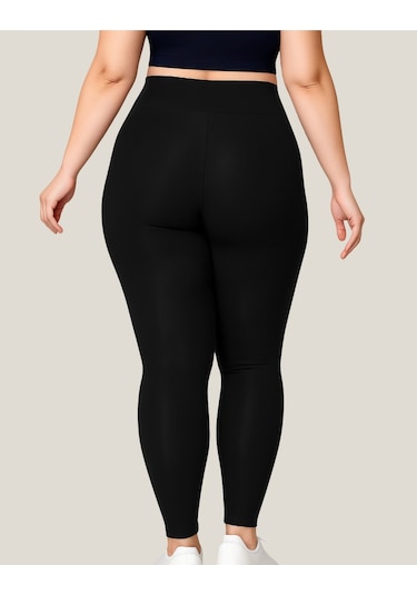 Alya Underwear Büyük Beden Tayt Dalgıç Kumaş Yüksek Bel SiYAH