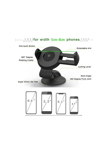 Voguecode Ön Cam Vantuz Cep Telefonu Tutucusu Siyah Vantuzlu Yok N9jıı6