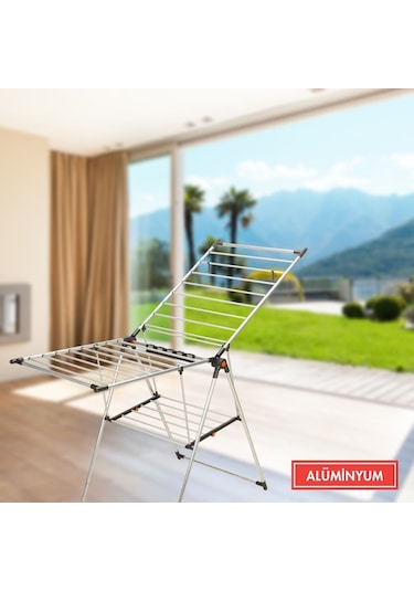 Tevalli T-Mt06 Kurudy Saloon Alüminyum Çamaşır Kurutmalık Gri