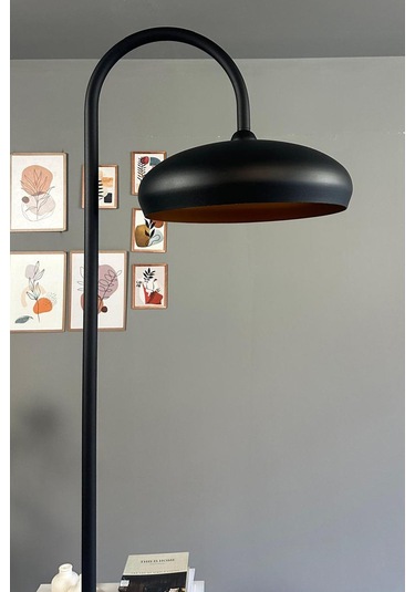 Siyah Lambader Modern Dekoratif Metal Oturma Odası Çalışma Odası Zemin Lambası 6995 Siyah