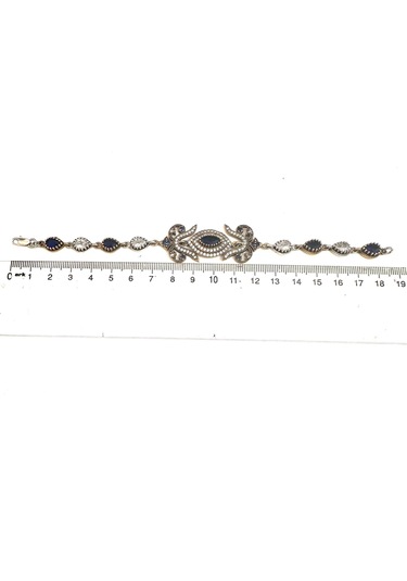 Otantik Safir Ve Zirkon Taşlı 18 Cm Gümüş Bileklik 925 Ayar