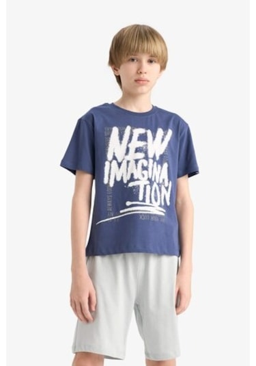 DeFacto Erkek Çocuk 2'li Takım Baskılı Kısa Kollu Tişört Beli Lastikli Şort F1231A825SMPR498