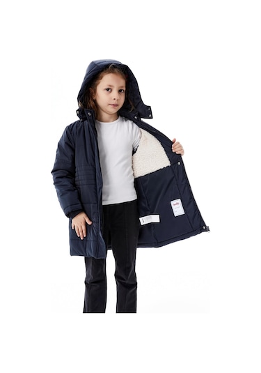 Benitto Kids Kız Çocuk Kapüşonlu Kışlık Şişme Mont 51355 Lacivert