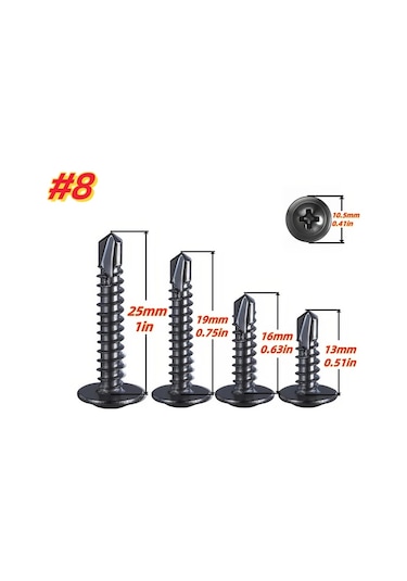 Willowhaven 400 Parça Paslanmaz Tek Vidalar 4 Ebat S2 Matkap Uçlu Kendinden Delikli Diğer