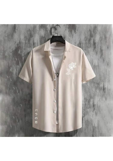 Snapbuy 2025 Erkek 3d Havai Gömlek - Basit Çizgili, Gevşek Nefes, Yazlık Kısa Kollugreen Green