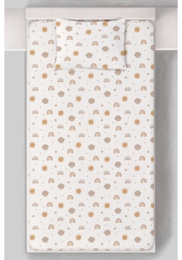 Organik Tek Kişilik Lastikli Çarşaf Seti - Güneşli Günler Renkli