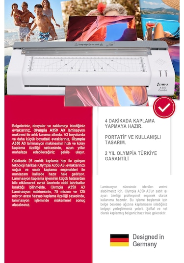 Olympia A350 Combo A3 Laminasyon Makinesi + 15 PVC Filmi