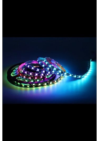 5 Volt Adreslenebilir Argb Pixel Şerit Led Ws2812b Metrede 60 Led Ip20 İç Mekan 1 M