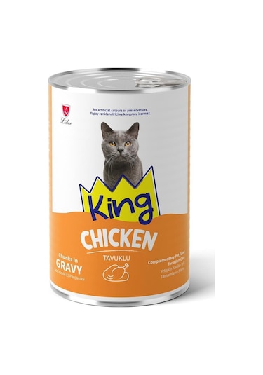 King Sos İçerisinde Et Parçacıklı Tavuklu Kedi Konservesi 400 G
