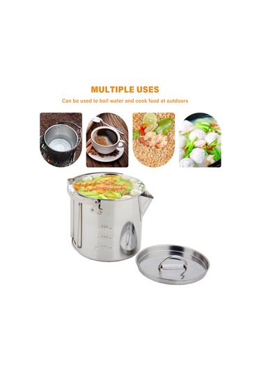 Lemestar Dışarıda Kullanıma Uygun Çelik Fırınçak, 1.2l Çevirebilir Kollü, Kahve/çay Kaynatma, Piknik Ve Kamp Çadırı Gereci, Gümüş Renk Gümüş