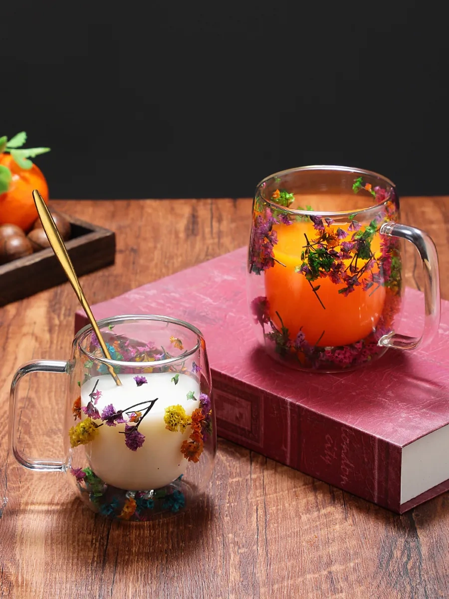 Conflate Çift Tabanlı Kurutulmuş Çiçek Desenli 350 Ml Bardak 341464311 Beyaz