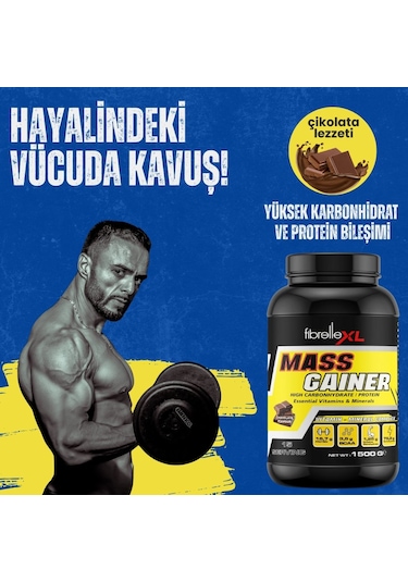 Fibrelle Mass Gainer Çikolata Aromalı 1500 G Karbonhidrat Tozu Çikolata