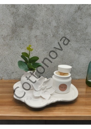 Cottonova C50 Dekoratif Çiçek Figür, Vazo Ve Mumluk Kapaklı