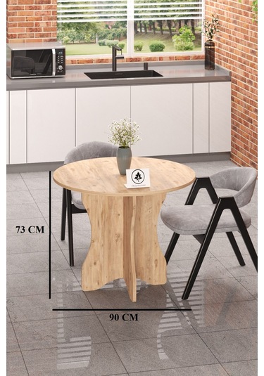Yuvarlak Yemek Masası Mutfak Balkon Masası Çok Amaçlı Masa Atlantik Çam