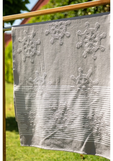 Menderes Home Cotton Collection Bukle Plaj Havlusu Çark Gri