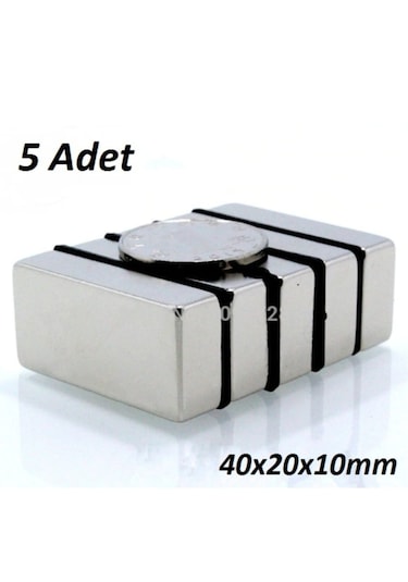 5 Adet 40mm X 20mm X 10mm Köşeli Süper Güçlü Neodyum Mıknatıs