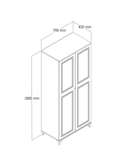 Moxen Mobilya D1 Askılı 2 Kapılı Dolap