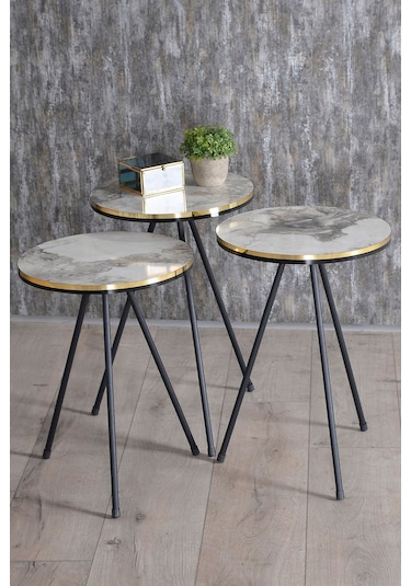 Orta Sehpa Kr Siyah Tel Ayak Çift Altın Efes Çok Renkli