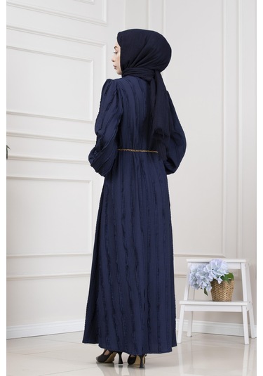 Fırfır Detaylı Rüya Elbise-lacivert-5472 Lacivert