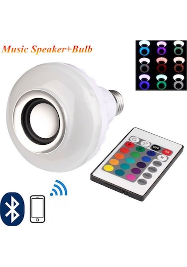 Uzaktan Kumandalı Bluetooth Hoparlör Rgb Led Ampul Speaker