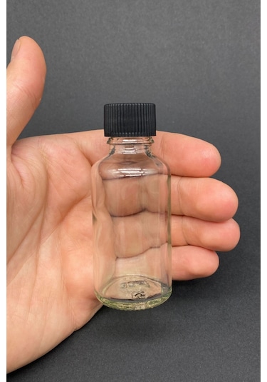 Rotanev 12 Adet Şeffaf Cam Shot Şişesi Sızdırmaz Siyah Plastik Kapaklı Kolonya Koku Süs Çok Amaçlı Şişe 30ml