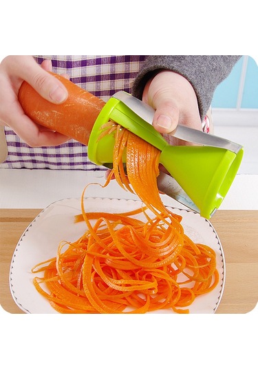 Hombey Yeşil Çift Büyüklük Seçenekli Sebze Spiral Makinesi - El Tipi, Taşınabilir, Güvenli Ve Kolay Temizlenir Mutfak Aleti Diğer