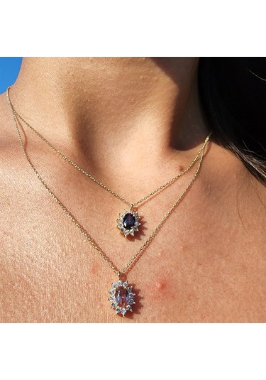 0,95 Ct Aleksandrıt 0,25 Ct Pırlanta Signity Taşlı Anturajlı Vintage 14 Ayar Altın Tasarım Kolye