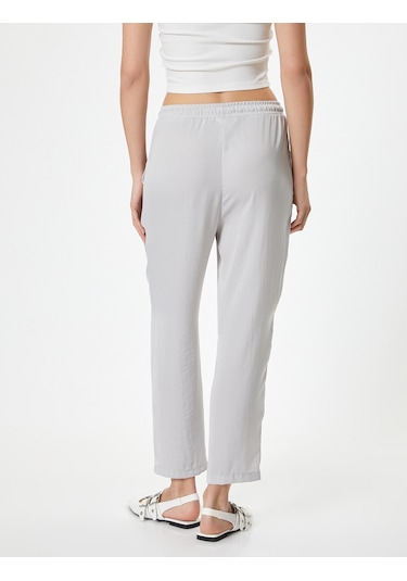 Koton Crop Paça Pantolon Beli Bağlamalı Cepli Gri 4sak40112pw Gri