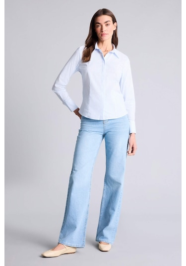 Defacto - Fitted Çizgili Poplin Uzun Kollu Gömlek D3172AX24AU Mavi Defacto - Fitted Çizgili Poplin Uzun Kollu Gömlek D3172AX24AU Mavi
