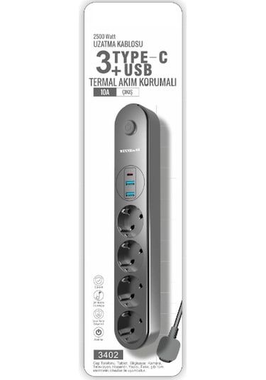 River World Uzatma Kablosu 4 Adet Prizli Termal Akım Korumalı Usb Girişli Diğer