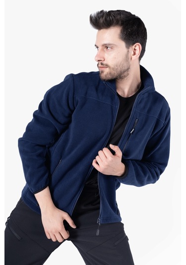 Polar Ceket Tam Fermuarlı 3 Cepli Lacivert
